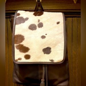 American Darling solid brown leather with hair on hide backpack